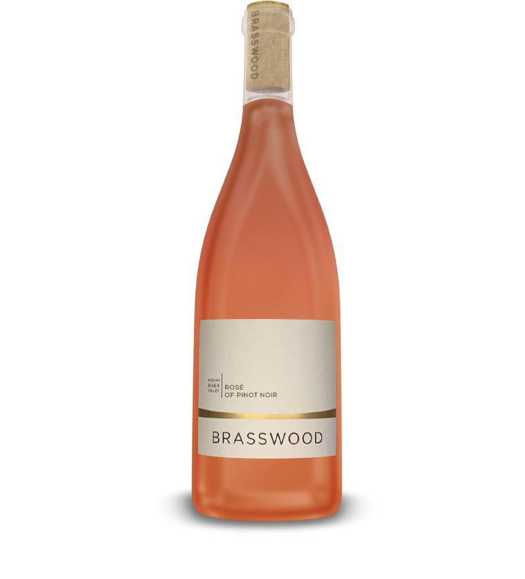 An image of a bottle of Rosé of Pinot Noir wine from Brasswood Estate.
